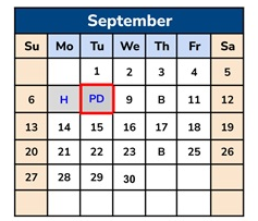 District School Academic Calendar for Wilson ALTERN. (k-12) for September 2026