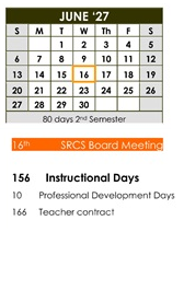 District School Academic Calendar for Santa Rosa Elem for June 2027