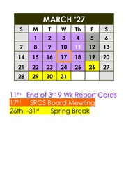 District School Academic Calendar for Santa Rosa Elem for March 2027