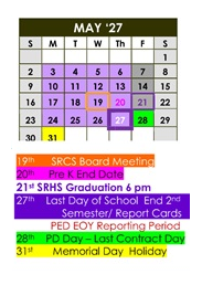 District School Academic Calendar for Santa Rosa Elem for May 2027
