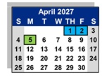 District School Academic Calendar for Cajon Park Elementary for April 2027
