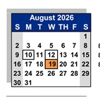 District School Academic Calendar for Cajon Park Elementary for August 2026
