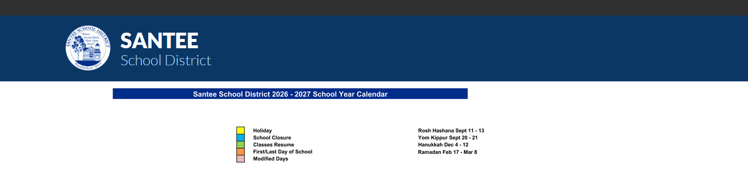 District School Academic Calendar Key for Cajon Park Elementary
