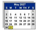 District School Academic Calendar for Cajon Park Elementary for May 2027