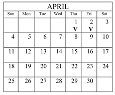 District School Academic Calendar for Catons Chapel Elementary for April 2027