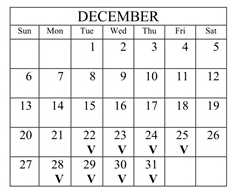 District School Academic Calendar for Catons Chapel Elementary for December 2026