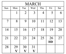 District School Academic Calendar for Catons Chapel Elementary for March 2027