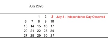 District School Academic Calendar for Richmond Elementary for July 2026