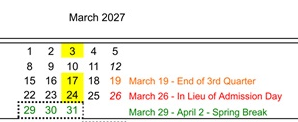 District School Academic Calendar for Richmond Elementary for March 2027