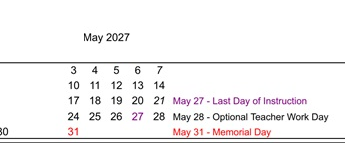 District School Academic Calendar for Richmond Elementary for May 2027
