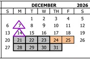District School Academic Calendar for Foothill Middle for December 2026