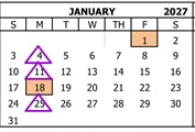 District School Academic Calendar for Foothill Middle for January 2027