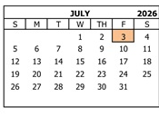 District School Academic Calendar for Foothill Middle for July 2026