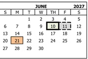 District School Academic Calendar for Foothill Middle for June 2027