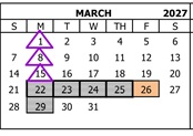 District School Academic Calendar for Foothill Middle for March 2027