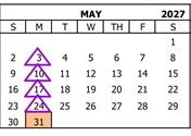 District School Academic Calendar for Foothill Middle for May 2027