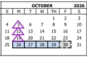 District School Academic Calendar for Foothill Middle for October 2026