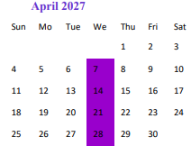 District School Academic Calendar for Silver High for April 2027