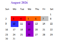 District School Academic Calendar for Silver High for August 2026