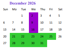 District School Academic Calendar for Silver High for December 2026