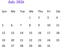 District School Academic Calendar for Silver High for July 2026