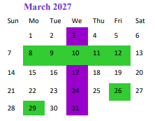 District School Academic Calendar for Silver High for March 2027