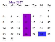 District School Academic Calendar for Silver High for May 2027