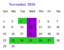 District School Academic Calendar for Silver High for November 2026