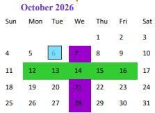 District School Academic Calendar for Silver High for October 2026