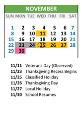 District School Academic Calendar for Apollo High (CONT.) for November 2026
