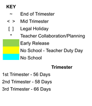 District School Academic Calendar Legend for Bayside Elementary