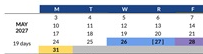 District School Academic Calendar for Baden High (CONT.) for May 2027