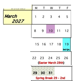 District School Academic Calendar for Sanpete Academy for March 2027