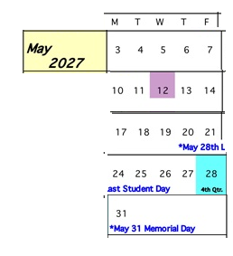 District School Academic Calendar for Sanpete Academy for May 2027