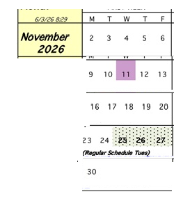 District School Academic Calendar for Sanpete Academy for November 2026