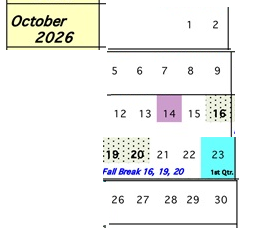 District School Academic Calendar for Sanpete Academy for October 2026