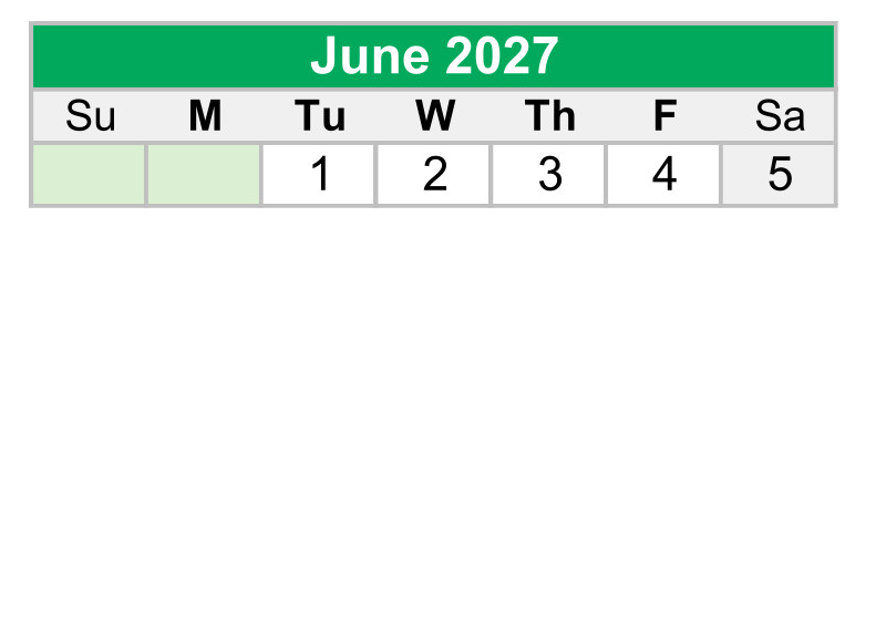 District School Academic Calendar for Buckeye Woods Elementary School for June 2027