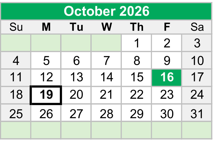 District School Academic Calendar for Buckeye Woods Elementary School for October 2026