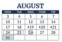 District School Academic Calendar for Chase Middle School for August 2026