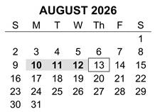 District School Academic Calendar for Dennis Elementary West for August 2026