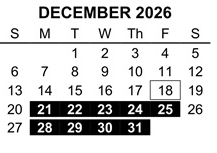 District School Academic Calendar for Dennis Elementary West for December 2026