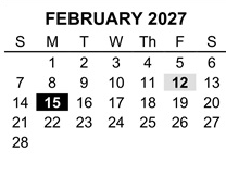 District School Academic Calendar for Dennis Elementary West for February 2027