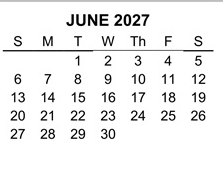 District School Academic Calendar for Dennis Elementary West for June 2027