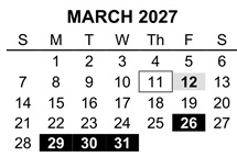District School Academic Calendar for Dennis Elementary West for March 2027