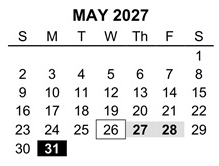 District School Academic Calendar for Dennis Elementary West for May 2027