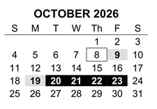 District School Academic Calendar for Dennis Elementary West for October 2026