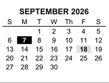 District School Academic Calendar for Dennis Elementary West for September 2026
