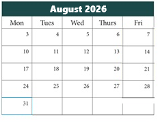 District School Academic Calendar for Elizabeth Page Elementary School for August 2026