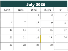 District School Academic Calendar for Elizabeth Page Elementary School for July 2026