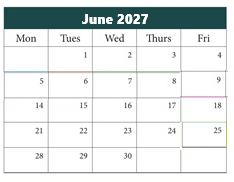 District School Academic Calendar for Elizabeth Page Elementary School for June 2027